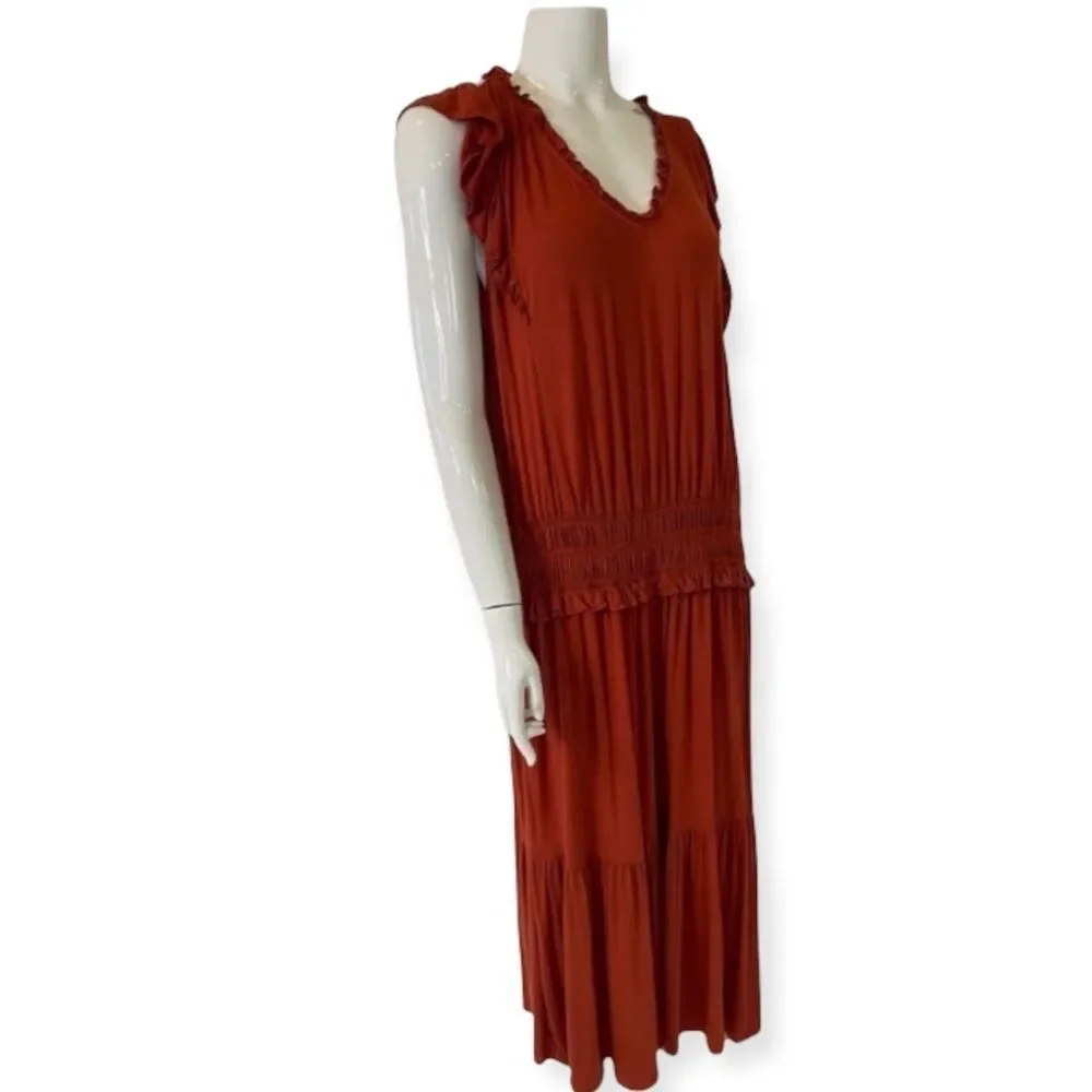 NWT Ava James Tiered MIDI Cotton Boho Dress - Picture 2 of 7